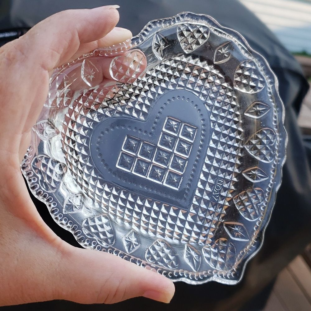 Vintage Avon Crystal Heart Soap Dish